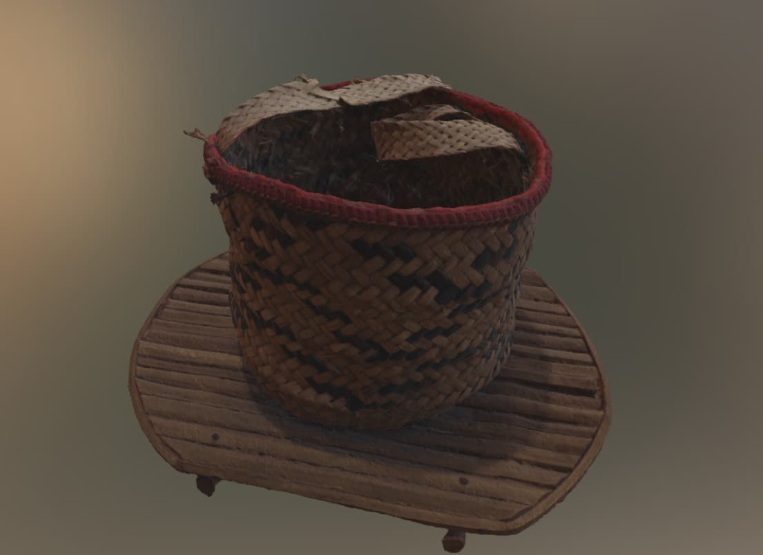 Traditional Iraqi marsh woven reed basket artifact