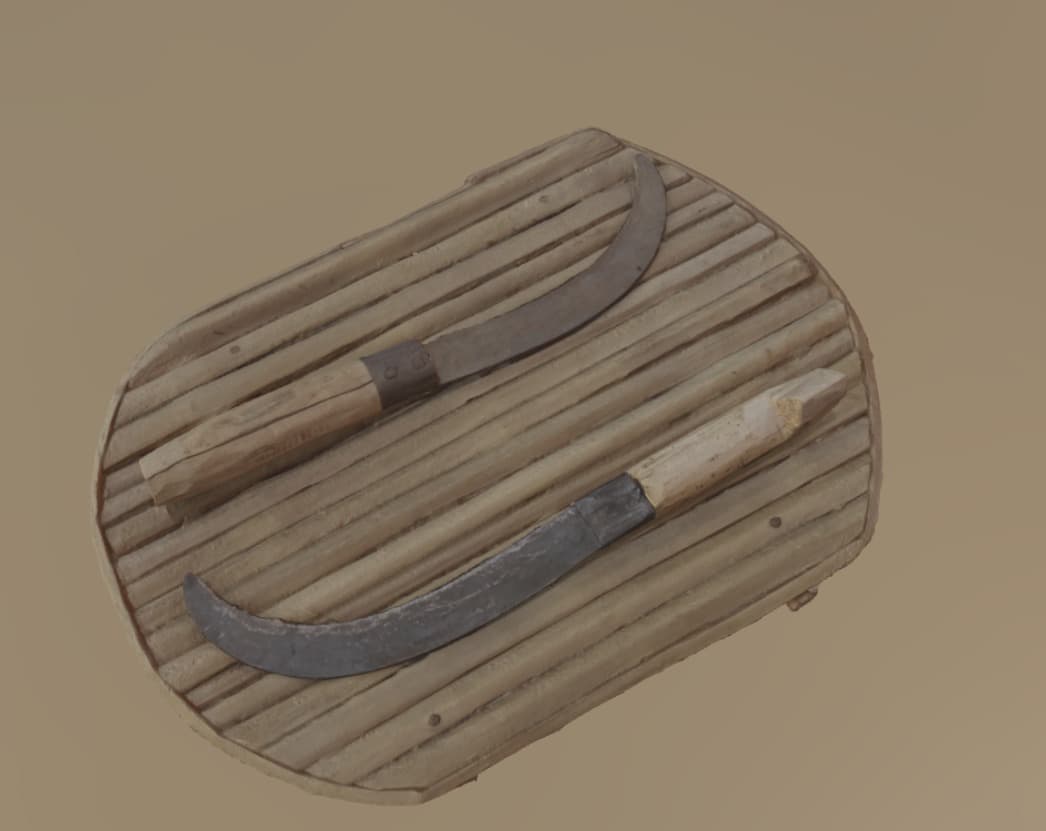 Traditional Iraqi marsh minjal harvesting tool artifact